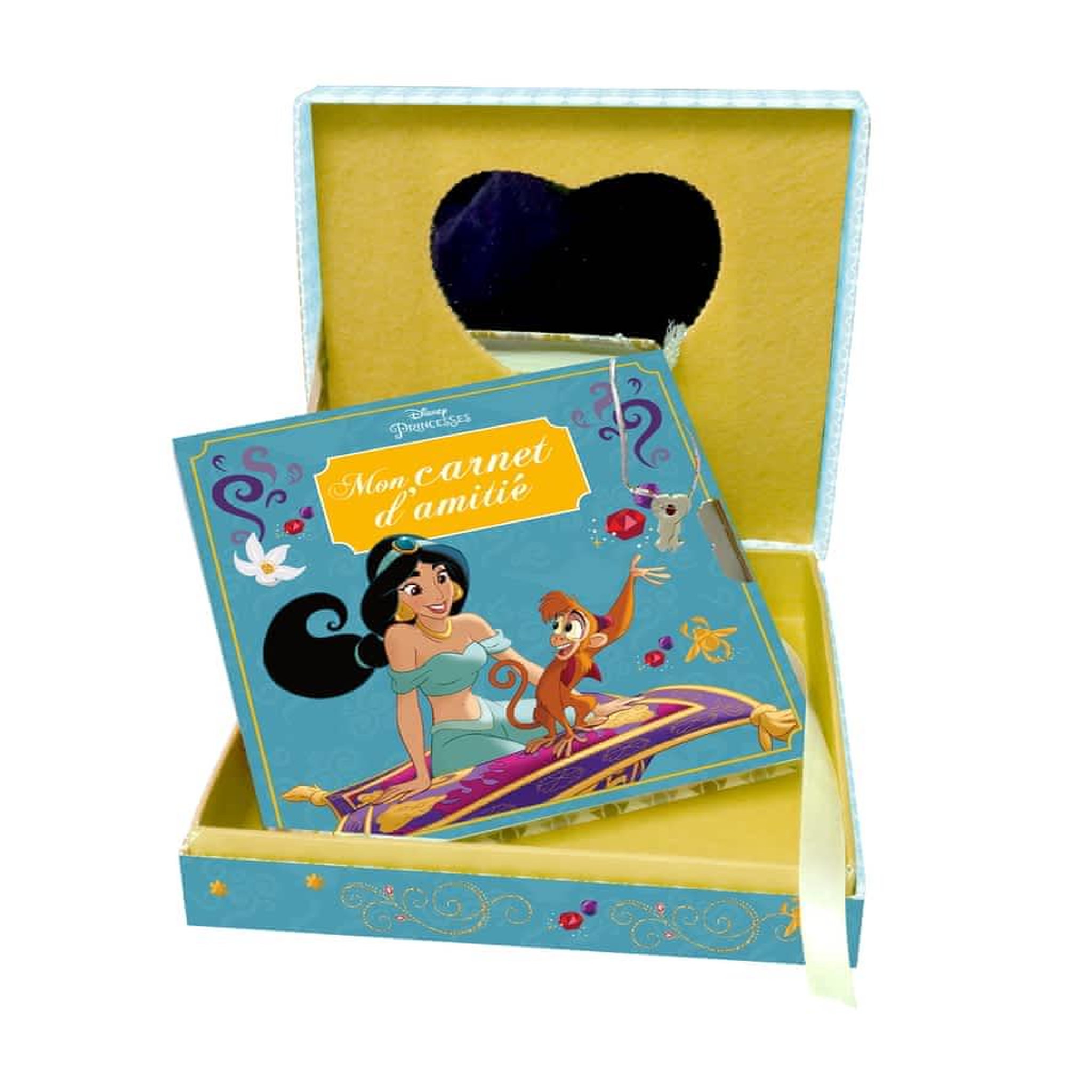 DISNEY PRINCESSES JASMINE, MON COFFRET SECRET. UNE JOLIE BOITE AVEC MIROIR ET UN CARNET D'AMITIE AVEC CADENAS + 2 CLEFS, Disney