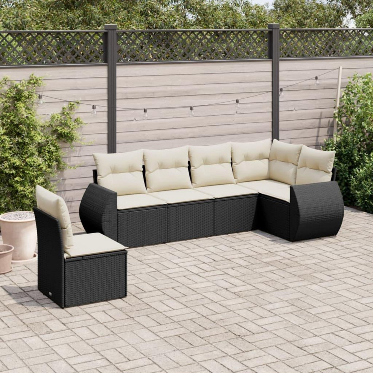 VIDAXL Salon de jardin 6 pcs avec coussins noir resine tressee