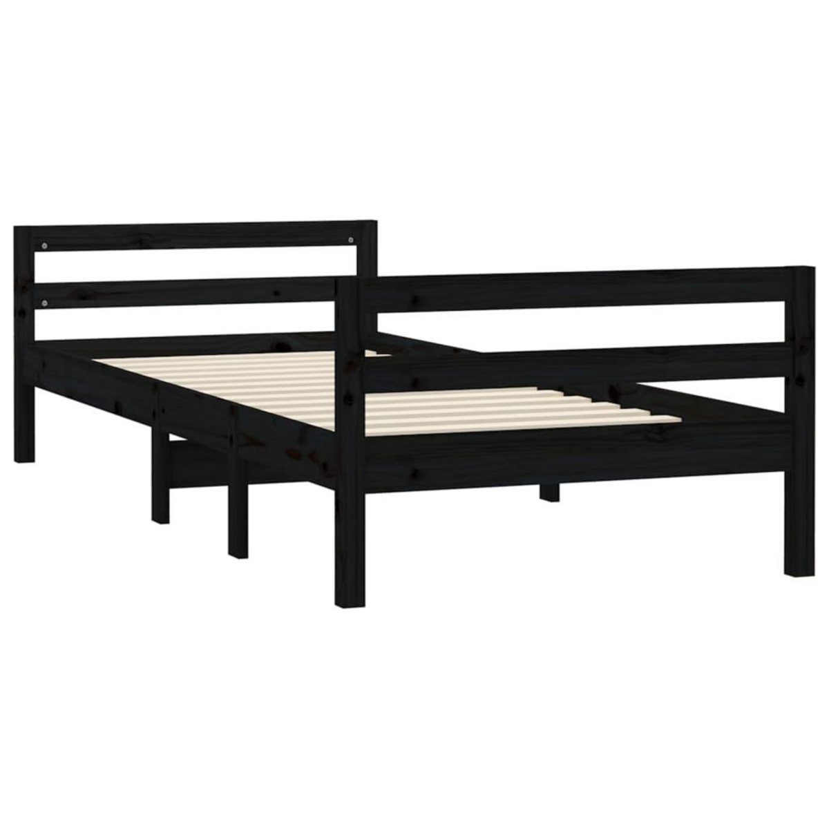 VIDAXL Cadre de lit sans matelas noir 90x200 cm bois de pin massif