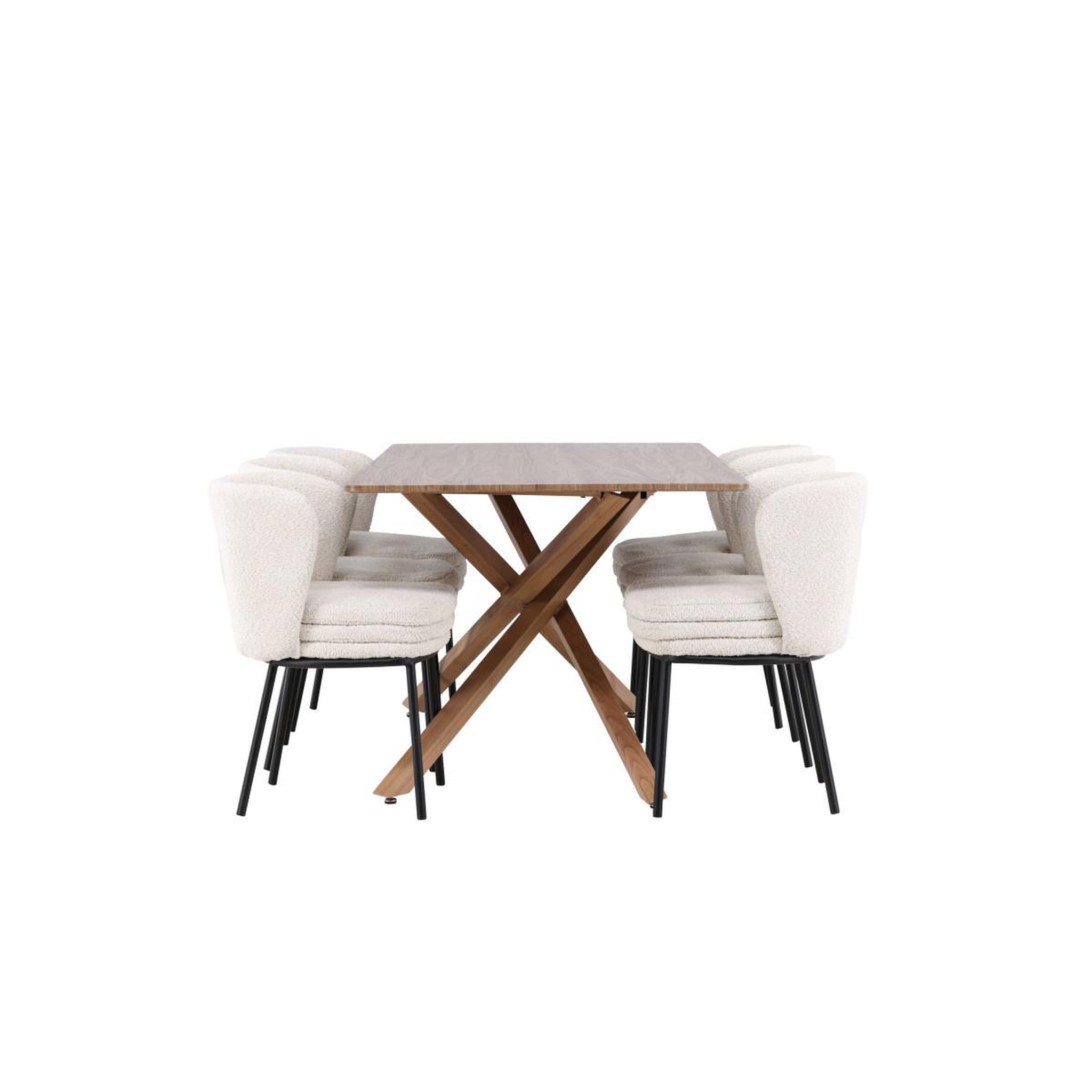 Voir la diapositive 4 : Paris Prix Ensemble table à manger & 6 chaises  piazza & agnes  180cm marron & blanc