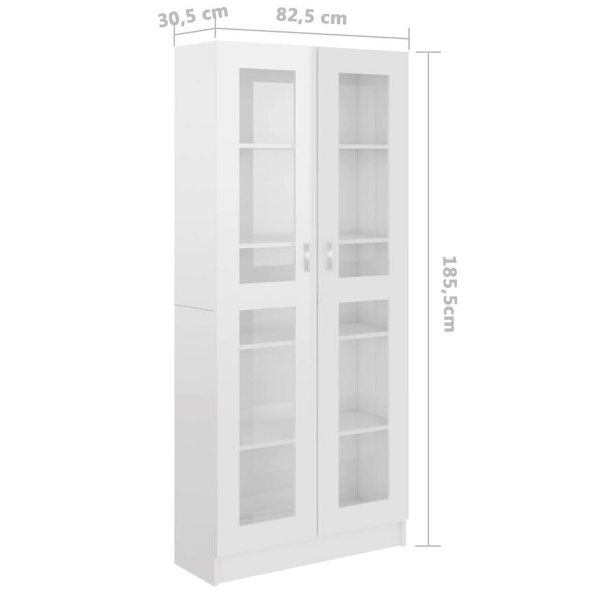 VIDAXL Armoire a vitrine Blanc brillant Bois d'ingenierie