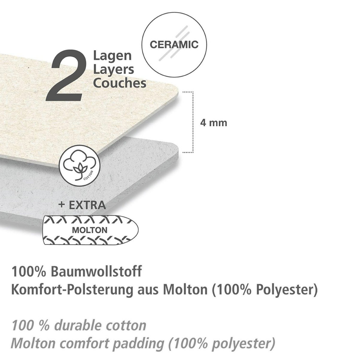 Wenko Housse de table à repasser Keramik- Grand modèle - Longueur 140 x 48 cm - Bleu