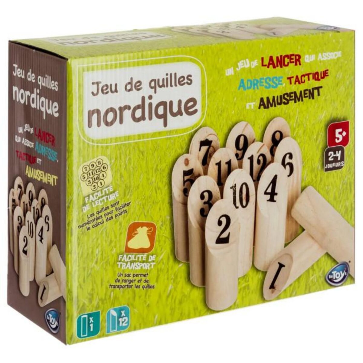 Be Toys Jeu de Quilles en Bois  Nordique  21cm Naturel