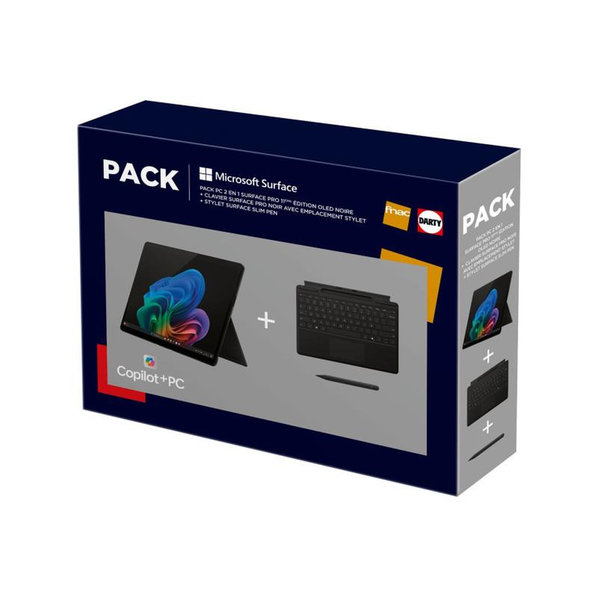 Voir la diapositive 1 : MICROSOFT PC Hybride PC 2 en 1 Microsoft PACK FNAC DARTY SURFACE PRO 13 OLED COPILOT+ PC SNAPDRAGON X ELITE 16GO RAM 512GO SSD NOIR (202