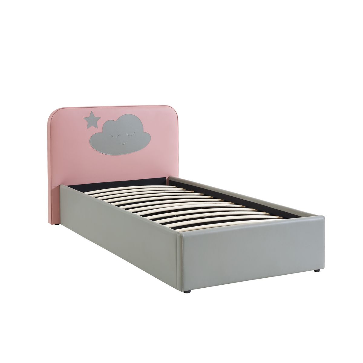 Lit coffre enfant 90x190 cm avec sommier et tête de lit NUAGE