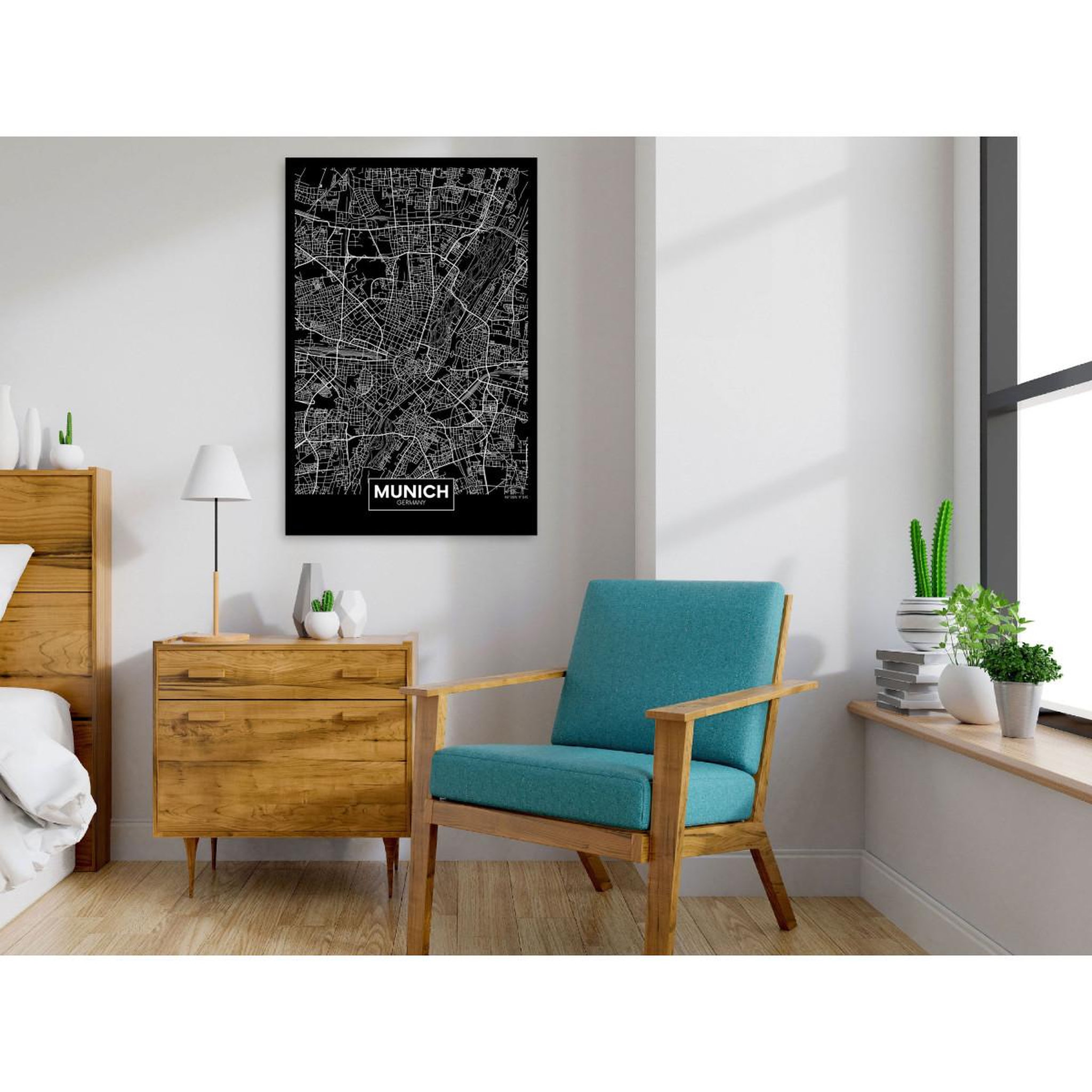 Voir la diapositive 2 : Paris Prix Tableau Imprimé  Dark Map of Munich