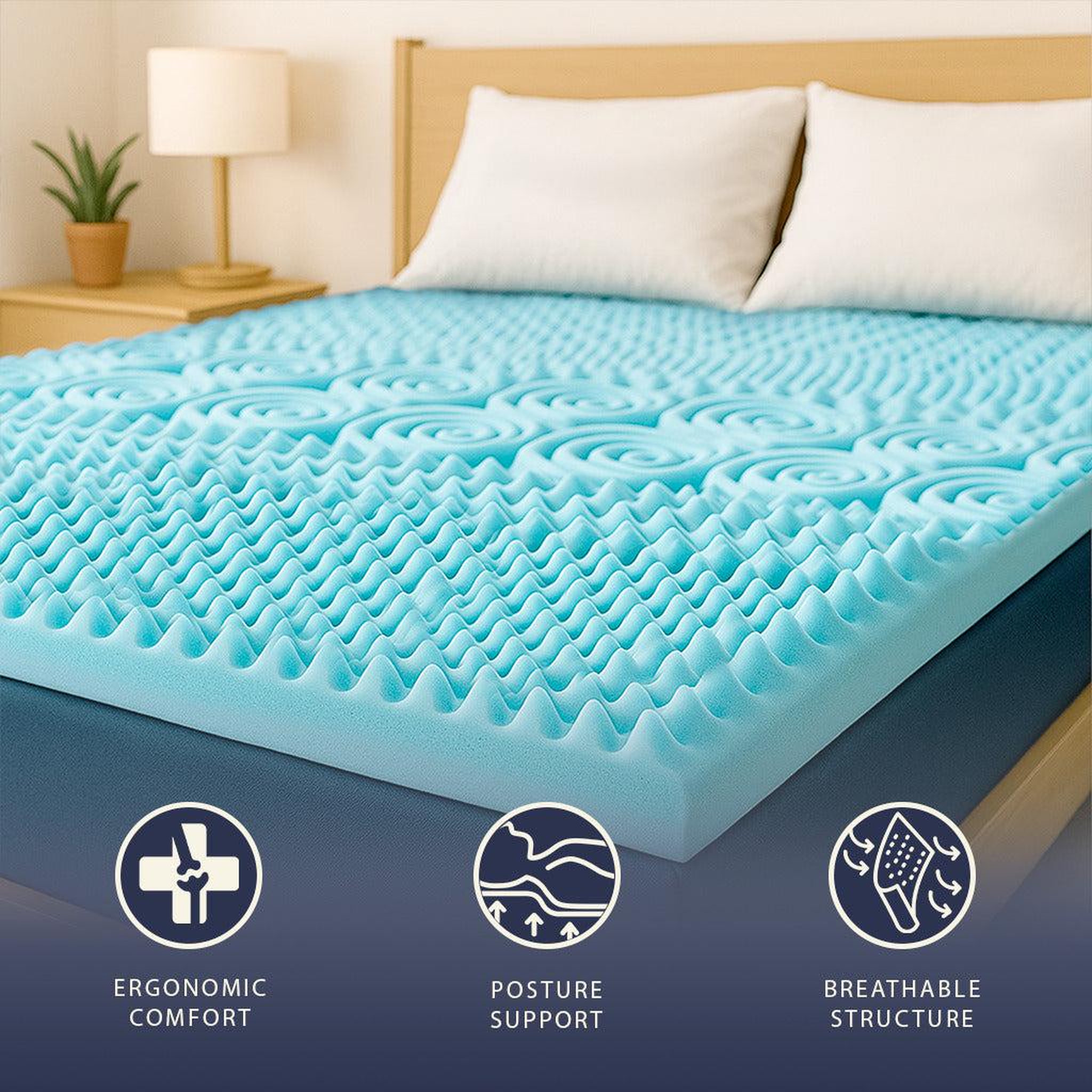 Voir la diapositive 3 : THE WHITE STONE Surmatelas 80x190 en Mémoire de Forme 9 Zones Différenciées | Hauteur 5 cm | Tissu Hypoallergénique Pure Déhoussable | Surmatelas Orthopédique | Fabriqué en Italie