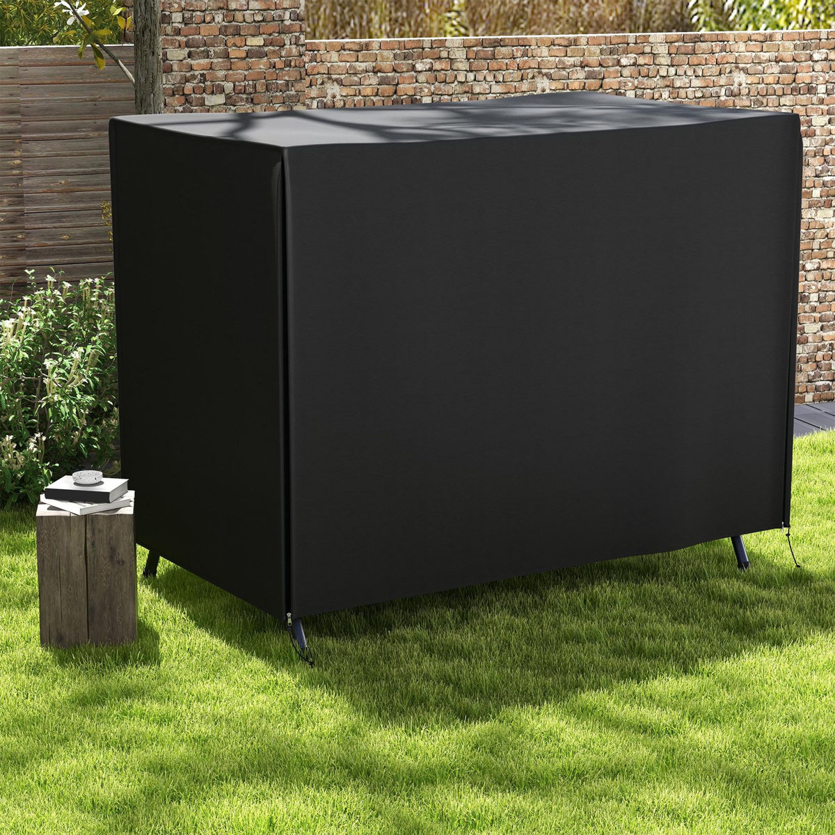 OUTSUNNY Housse de protection balancelle de jardin 3 places bâche étanche dim. 2,05L x 1,24l x 1,64H m polyester PVC haute densité noir
