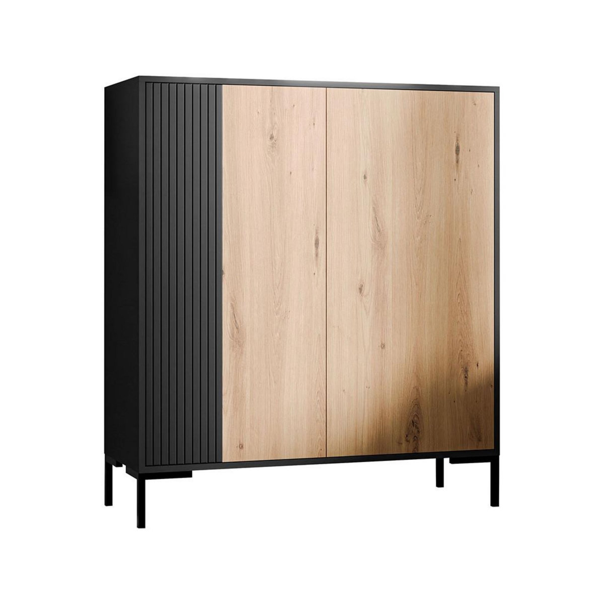 BEST MOBILIER Cambridge - buffet haut - effet bois et noir - 2 portes - 129 cm