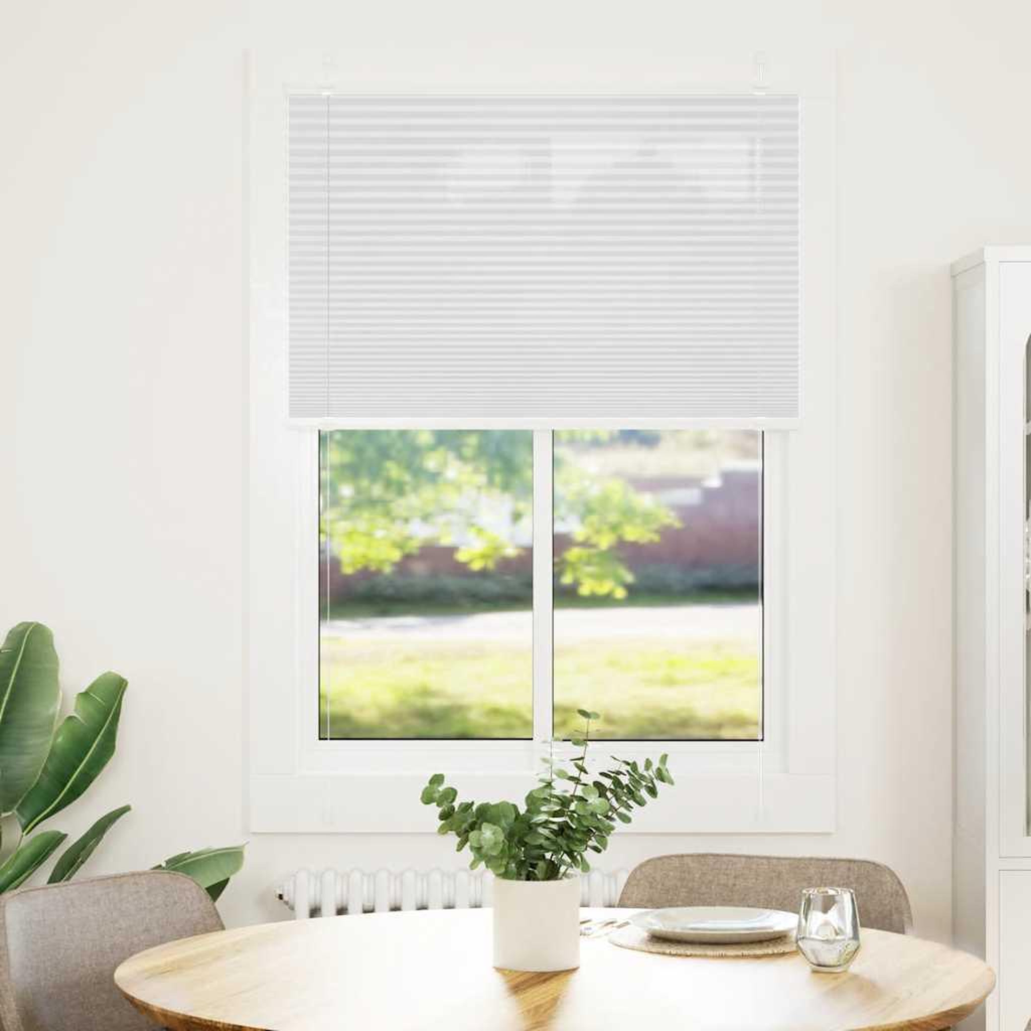 Voir la diapositive 2 : VIDAXL Store plisse blanc 95x100 cm largeur du tissu 94,4 cm polyester