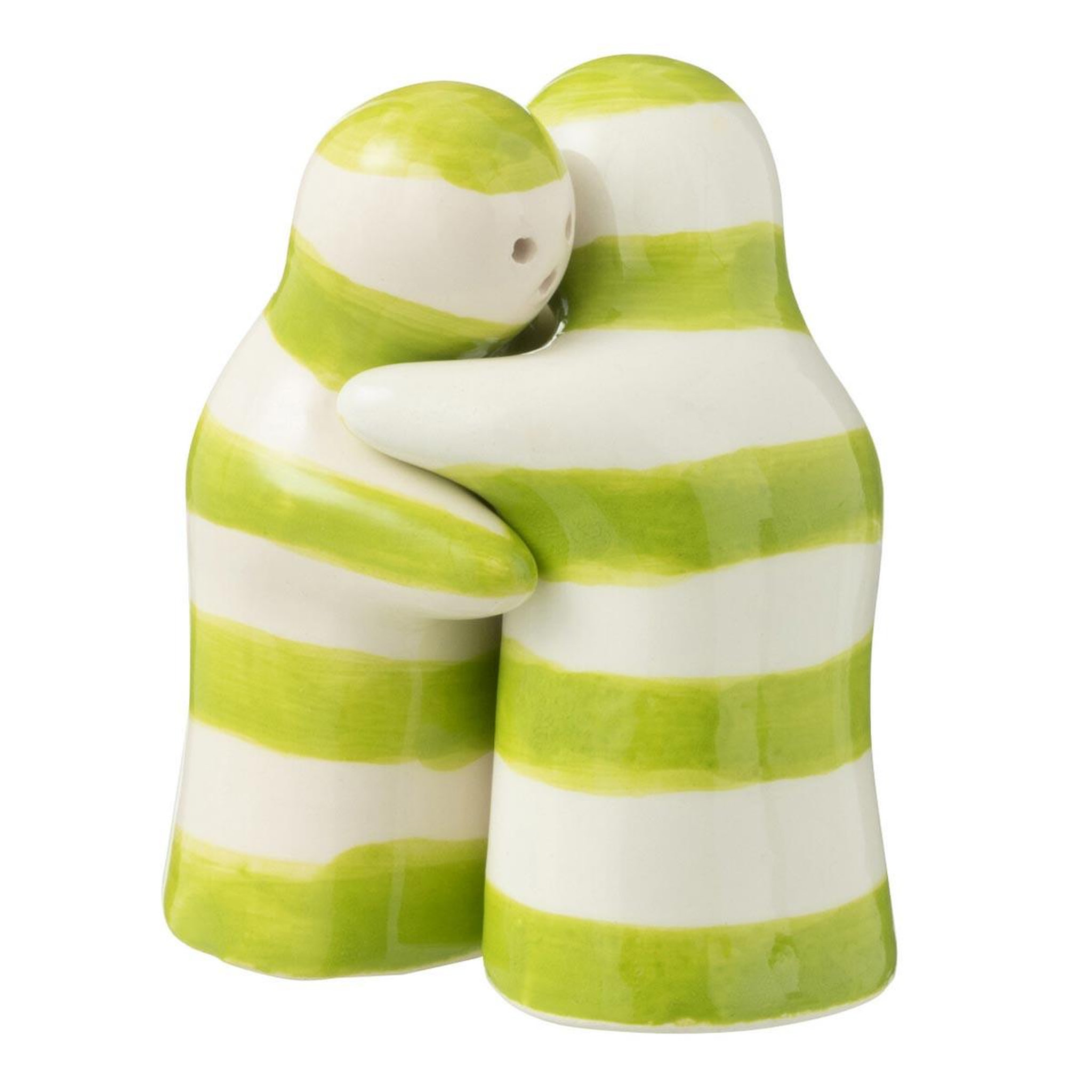 J-LINE Salière & poivrière en céramique  granada rayure  8cm vert