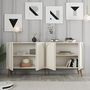 Voir la diapositive 4 : CONCEPT USINE Buffet 4 portes design arrondi crème 180x81cm LISTER