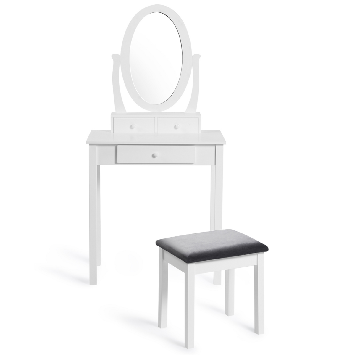 ID MARKET Coiffeuse BETTY avec miroir et tabouret