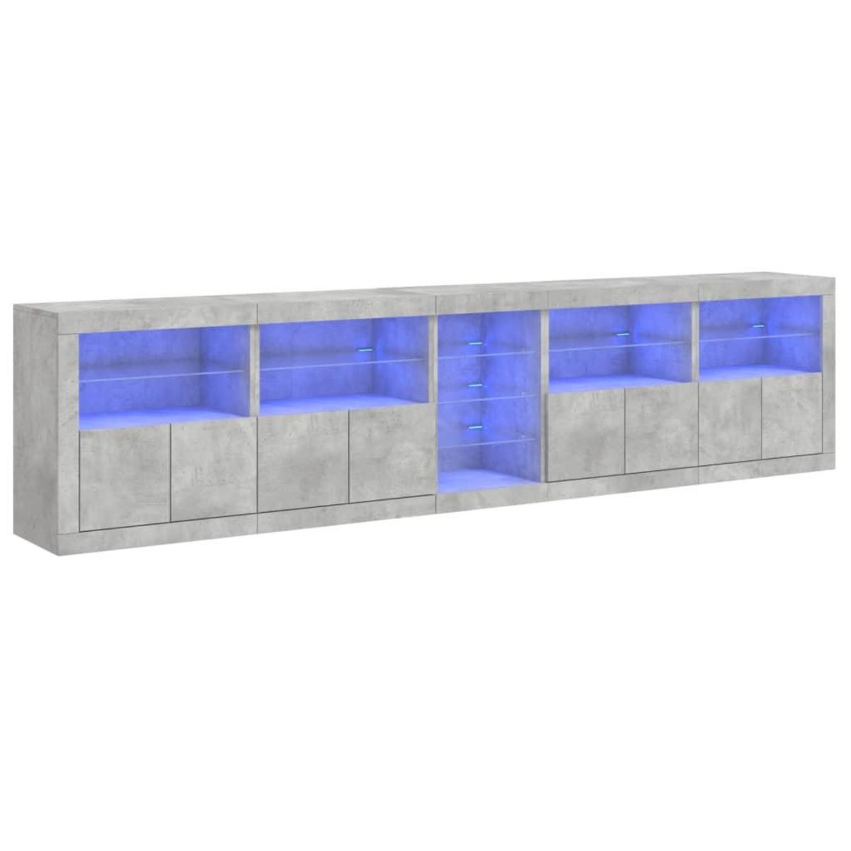 VIDAXL Buffet avec lumieres LED gris beton 283x37x67 cm