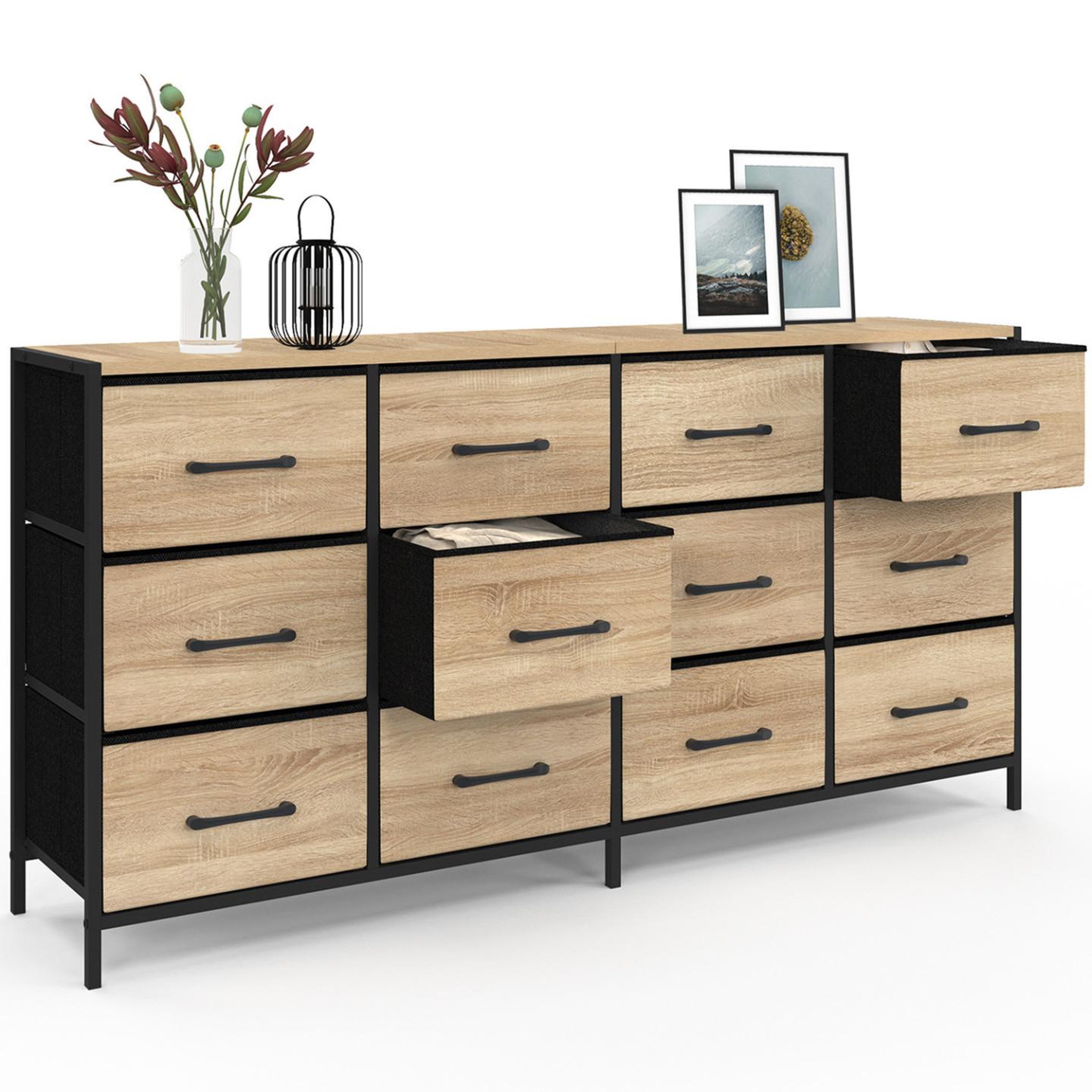 Voir la diapositive 4 : ID MARKET Commode 12 tiroirs en tissu utah 140 cm meuble de rangement design industriel