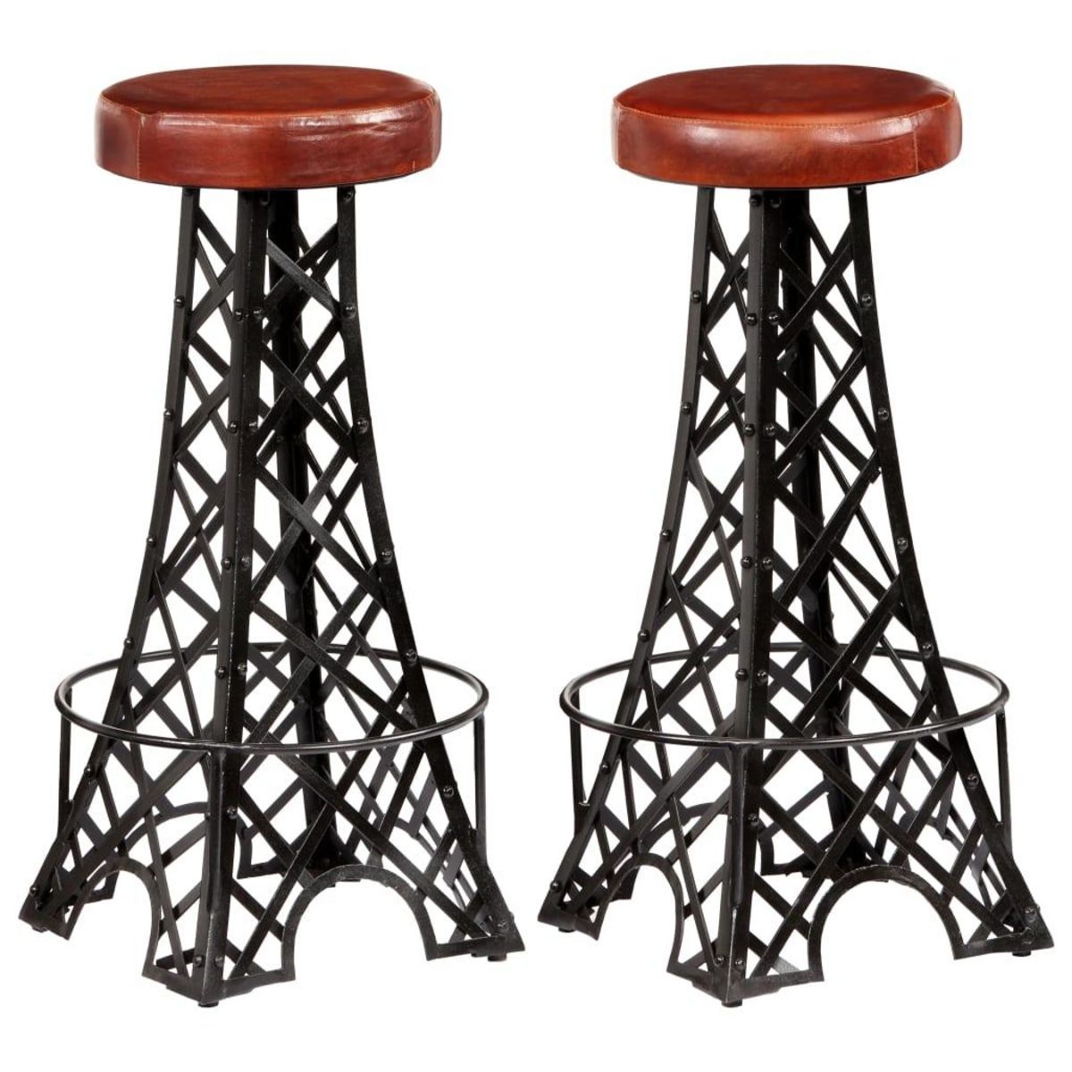 VIDAXL Tabourets de bar lot de 2 cuir veritable