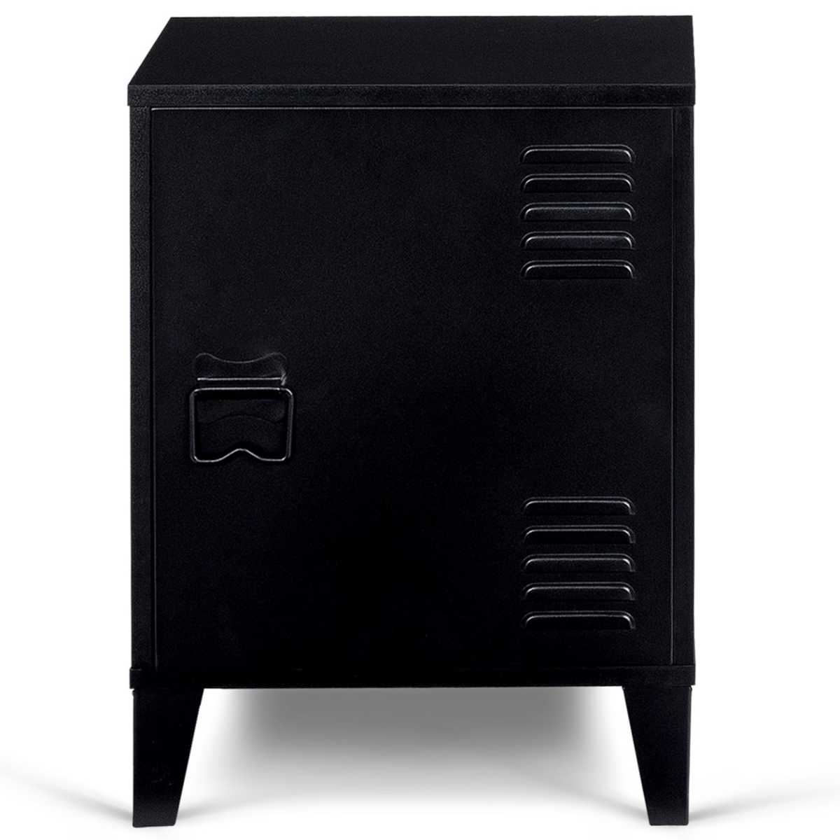 ID MARKET Table de chevet ESTER 1 porte métal noir design industriel