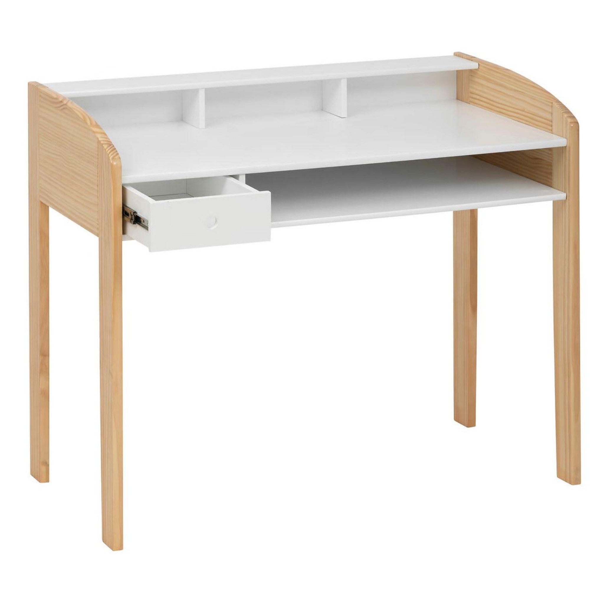 Voir la diapositive 3 : ATMOSPHERA Bureau enfant primaire 1 tiroir en bois tod - blanc et beige