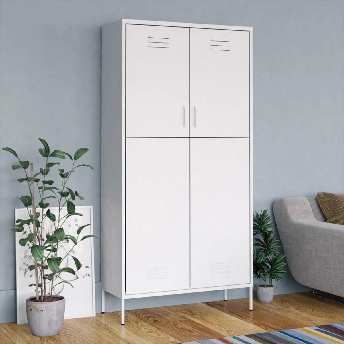 VIDAXL Garde-robe Blanc 90x50x180 cm Acier