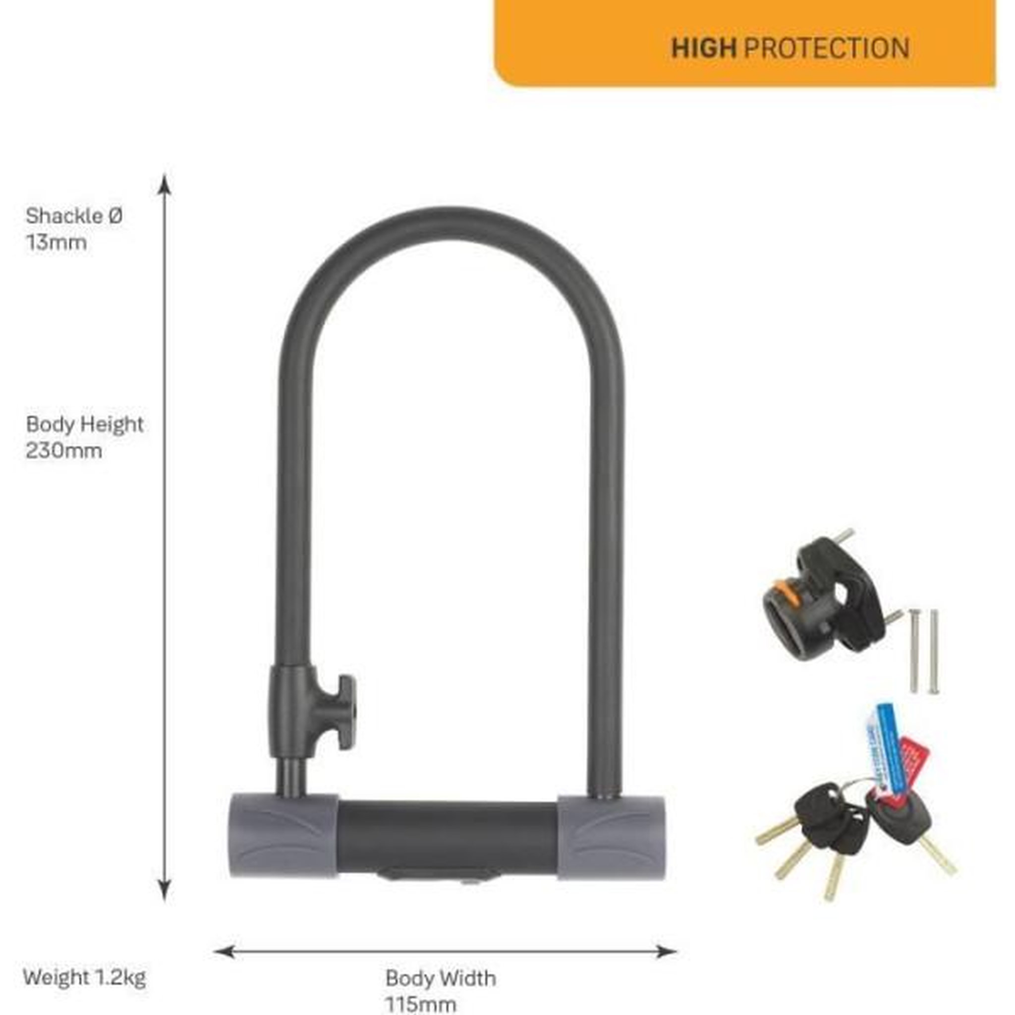 Voir la diapositive 3 : YALE Antivol u de sécurité - yale - yul2/13/230/1 - certifié sold secure silver - pour vélo, vtt - 230 x 115 x 13 mm - noir