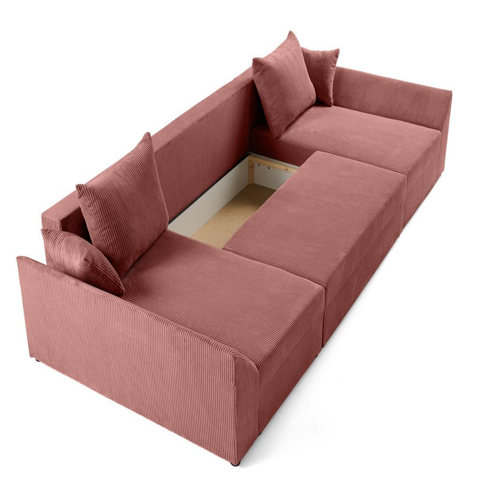 Voir la diapositive 2 : BEST MOBILIER Mike - canapé panoramique en u - 7 places - convertible avec coffre - en velours côtelé