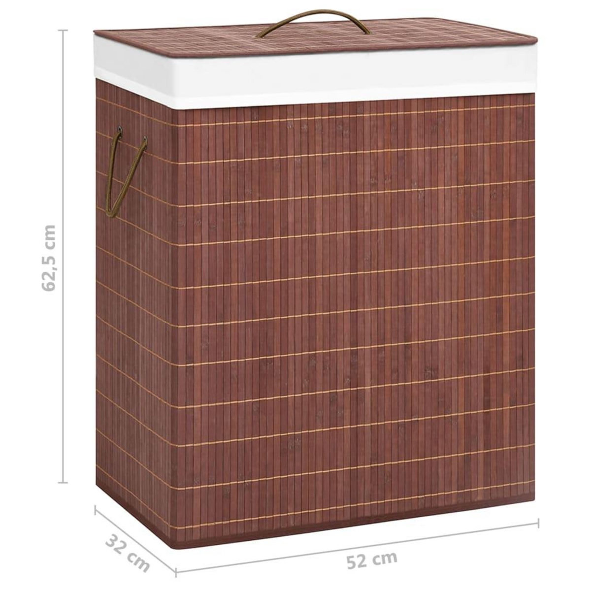 VIDAXL Panier a linge avec 2 sections bambou marron 100 L