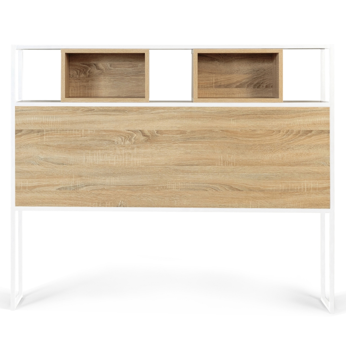 ID MARKET Tête de lit sur pied DETROIT 145 cm bois et métal blanc design industriel