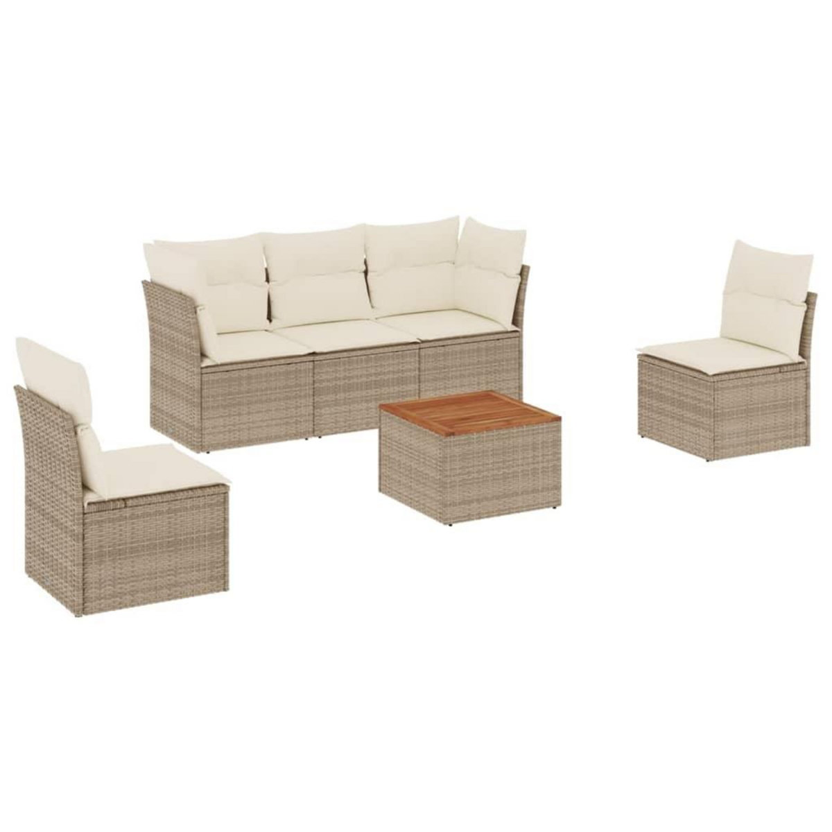 VIDAXL Salon de jardin avec coussins 6 pcs beige resine tressee