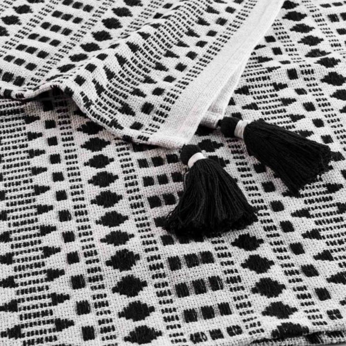 Paris Prix Plaid Déco à Franges  Tissia  120x150cm Noir