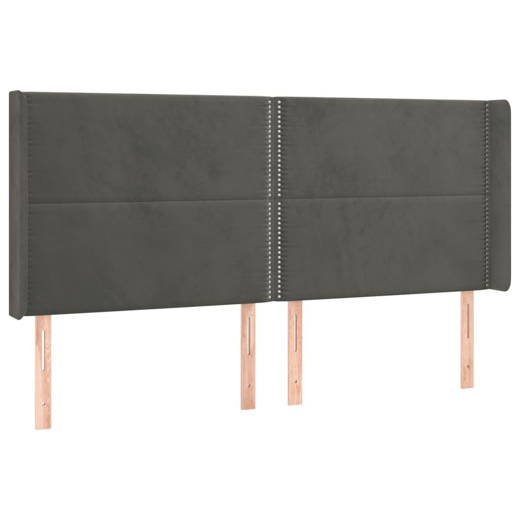 Voir la diapositive 2 : VIDAXL Tete de lit avec oreilles Gris fonce 163x16x118/128 cm Velours