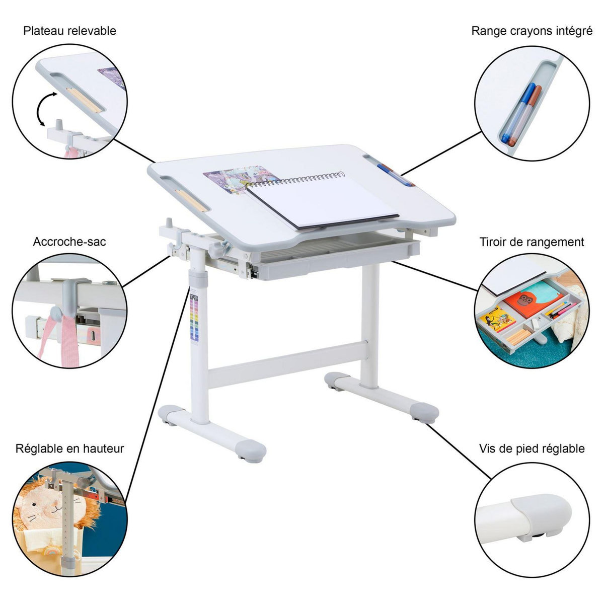IDIMEX Ensemble bureau et chaise pour enfant TUTTO