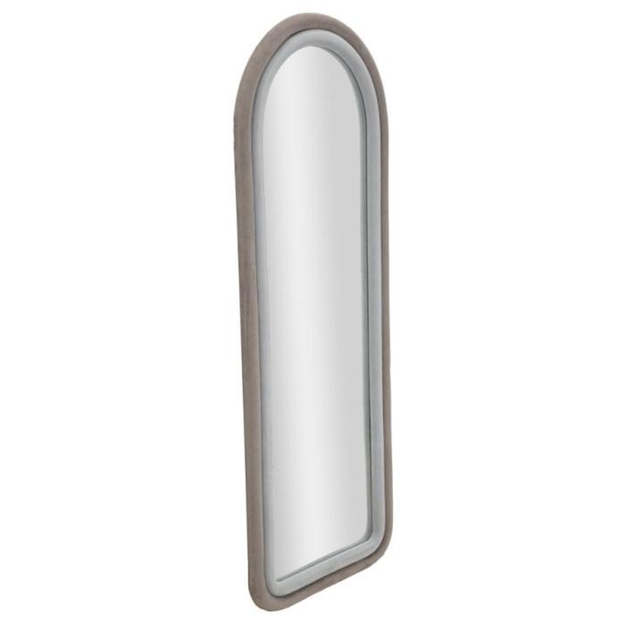 Voir la diapositive 2 : Paris Prix Miroir Mural en Velours  Chloé  160cm Gris & Taupe