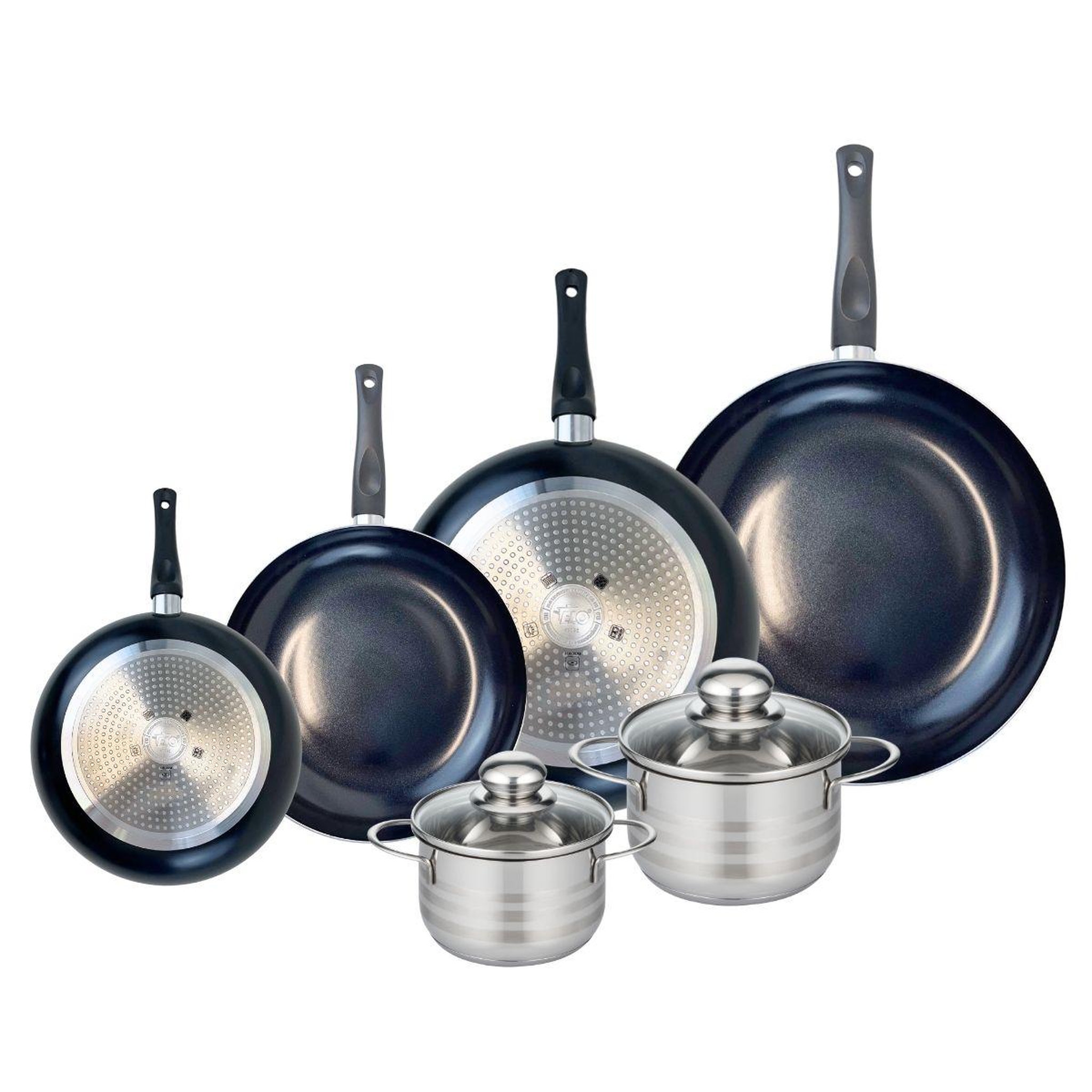 ELO Ensemble de 4 poêles de cuisson 20, 24, 28 et 32 cm et 2 faitouts 14 et 16 cm elo prima brillant