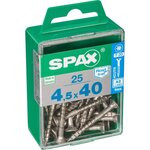 CENTRALE BRICO Lot de 25 vis inox tête fraisée torx SPAX, Diam.4.5 mm x L.40 mm