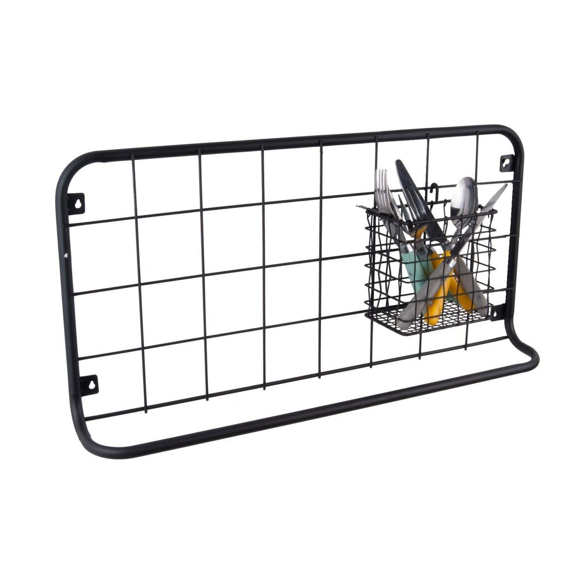 PRESENT TIME Etagère de cuisine Open Grid avec crochets et panier de rangement