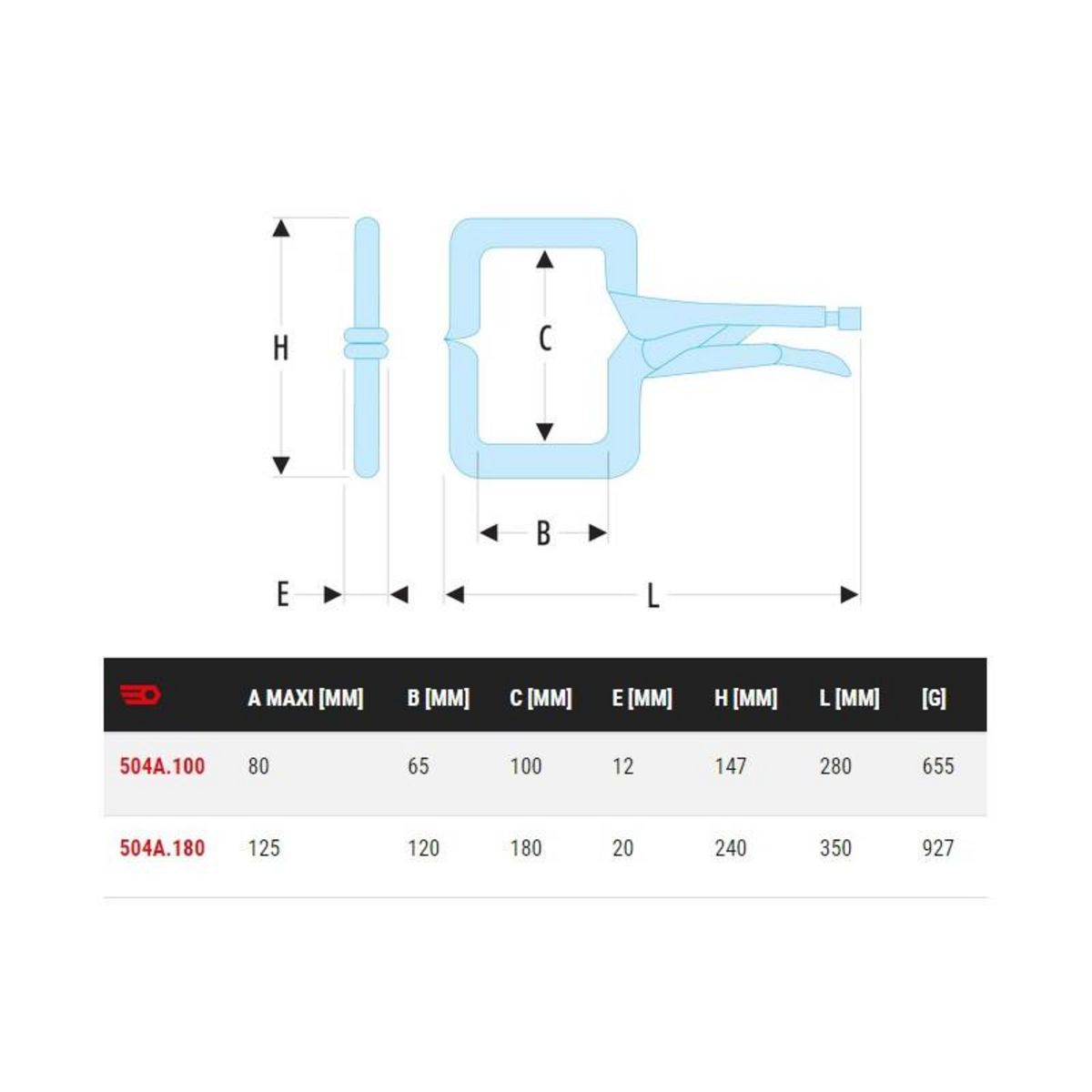 FACOM Pince étau soudure à l arc modèle Col de cygne capacité 80mm FACOM 504A.100