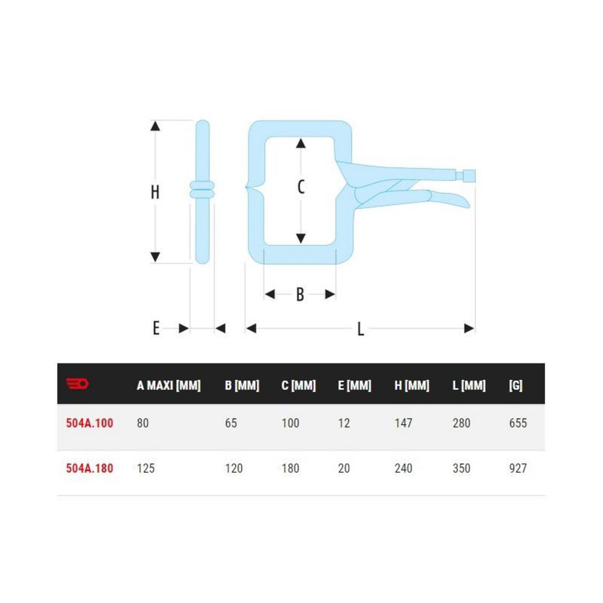 FACOM Pince étau soudure à l arc modèle Col de cygne capacité 80mm FACOM 504A.100