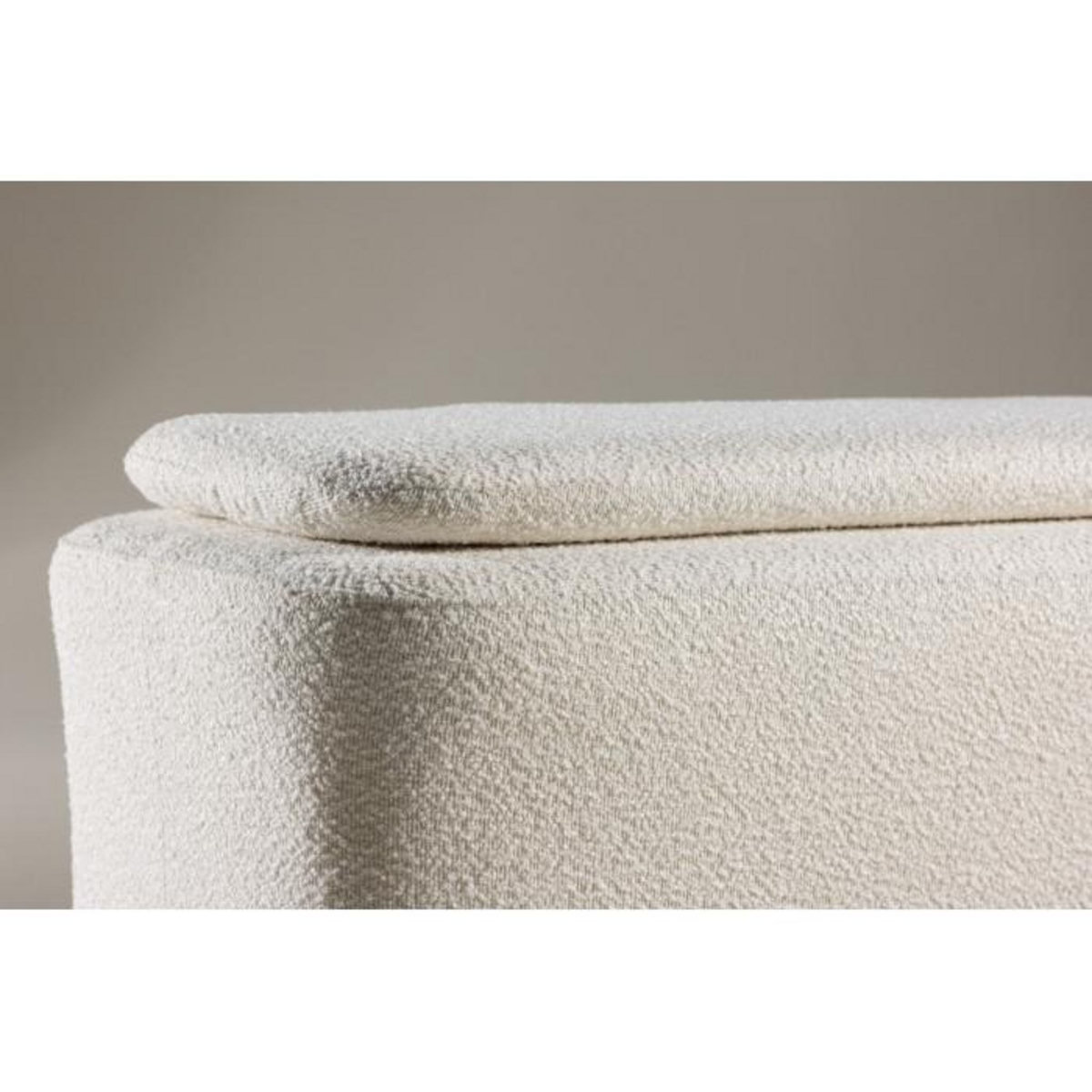 Paris Prix Pouf en Tissu Bouclé  Laurel  110cm Blanc