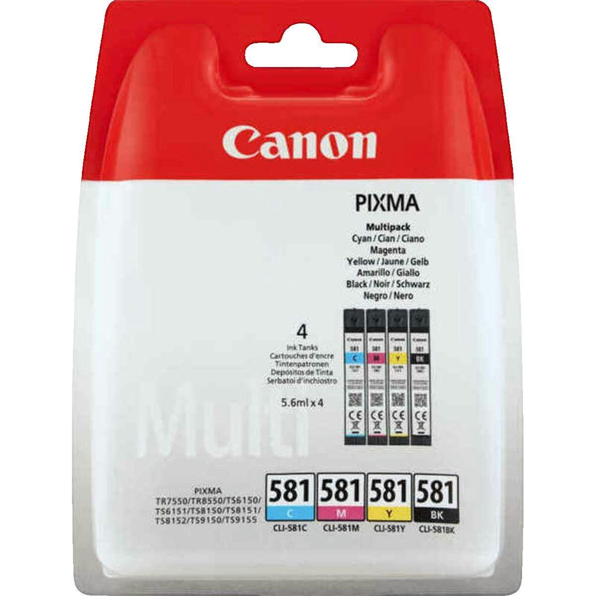 Voir la diapositive 1 : Canon Cartouches d'encre Canon CLI-581 BK/C/M/Y Multi Pack - 4er-Pack