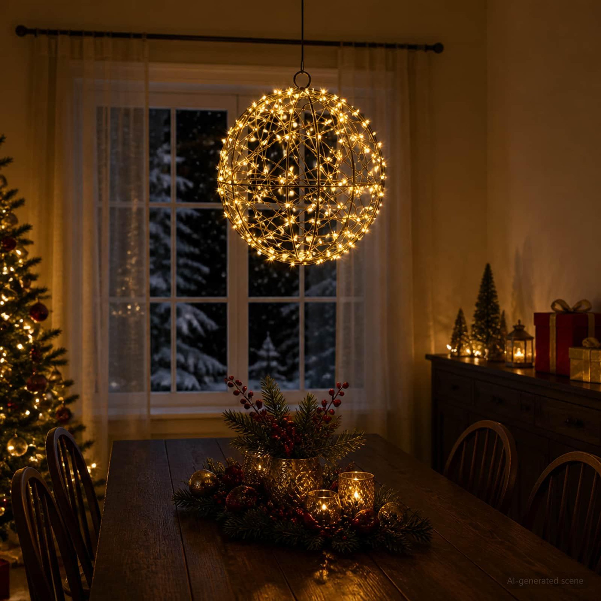 Voir la diapositive 4 : VIDAXL Lumiere de finial de Noël 200 LED Blanc chaud Ø 20 x 22 cm