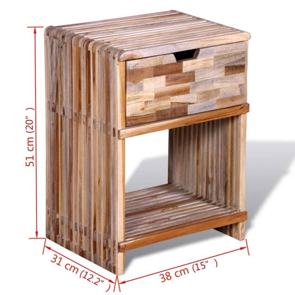 VIDAXL Table de chevet avec tiroir Bois de teck recycle