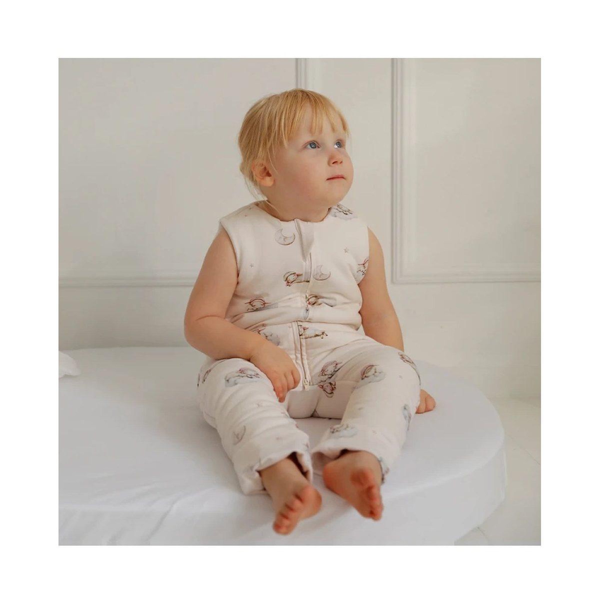 Voir la diapositive 4 : WALDIN Gigoteuse à jambes en coton 2,5 TOG - taille M (3-4 ans) - motif berceuse, champagne