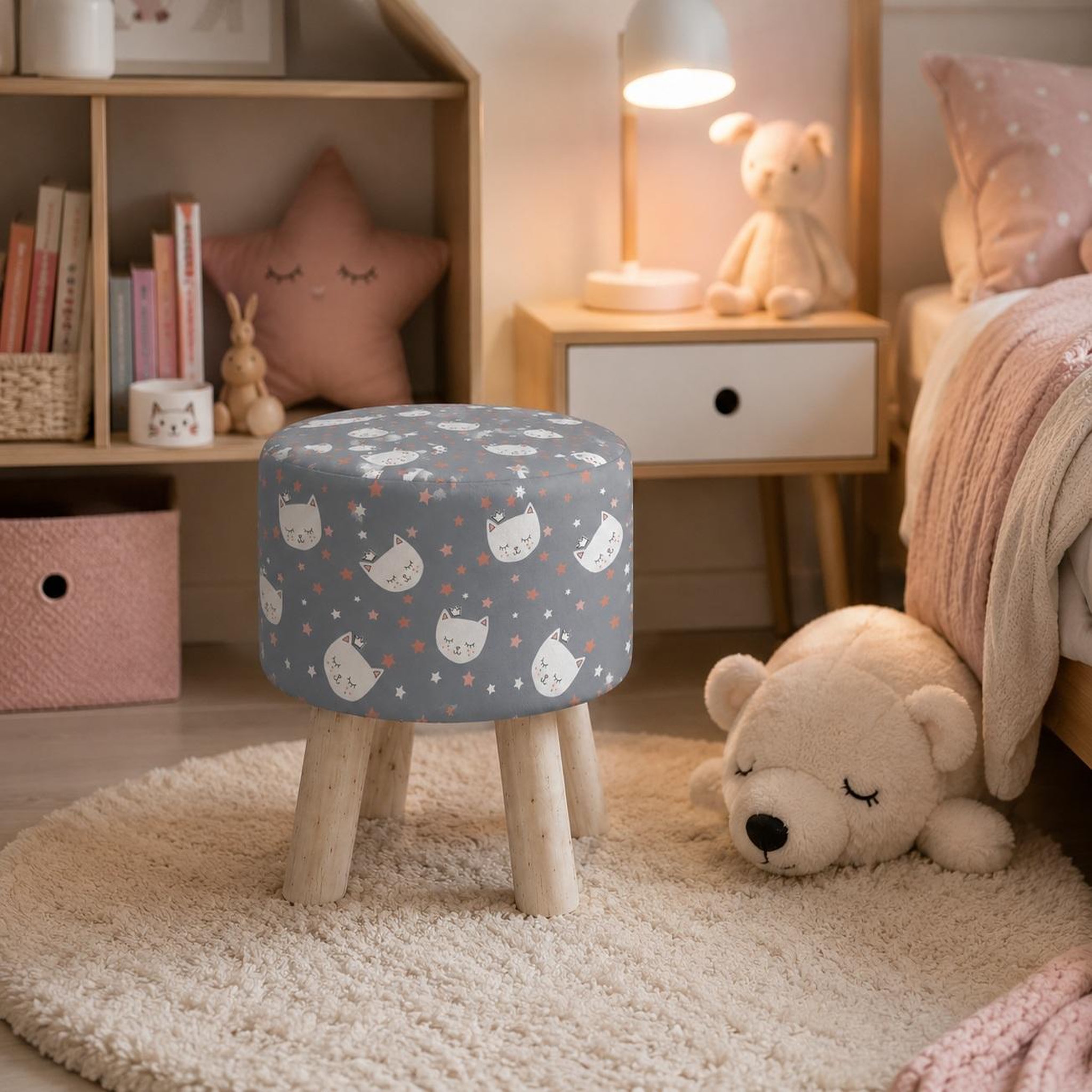 Voir la diapositive 3 : Eden Tabouret miaou tête de chat design et moderne