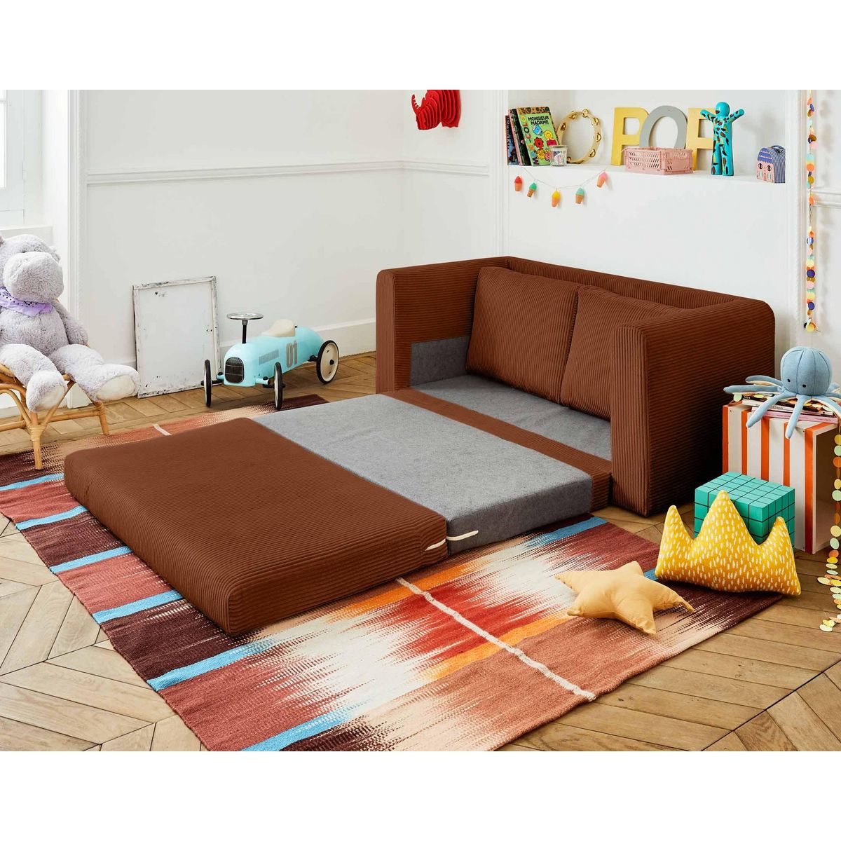 BEST MOBILIER Marilia - canapé 2 places - convertible déplimousse - en velours côtelé