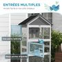 Voir la diapositive 5 : PAWHUT Volière grande cage à oiseaux en bois - 3 portes, toit bitumé double pente, échelle, perchoirs, nichoir, plateau - gris