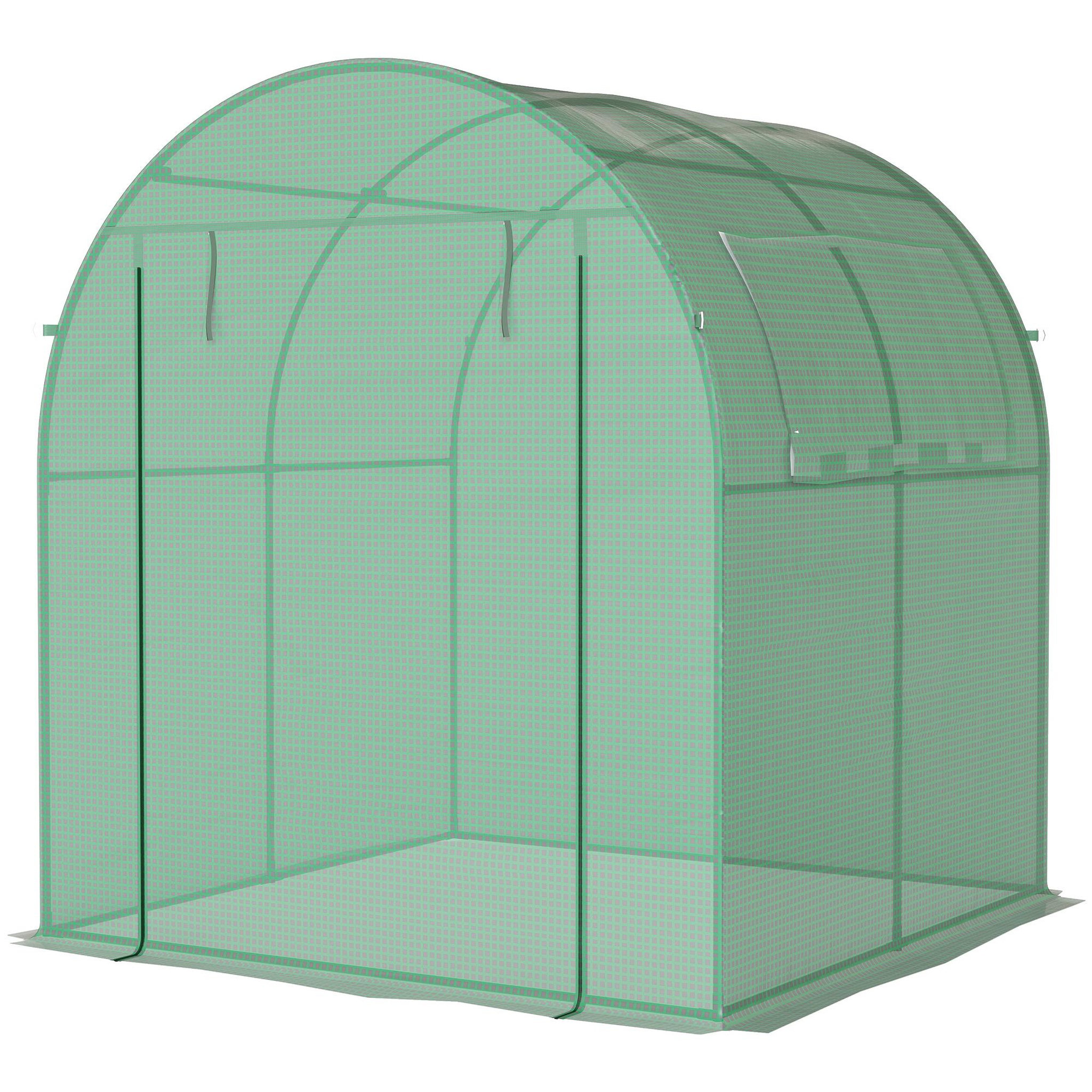OUTSUNNY Serre tunnel 3,24 m² 2 portes zippées 2 fenêtres maillées acier pe haute densité 135 g/m² vert