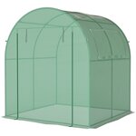 OUTSUNNY Serre tunnel 3,24 m² 2 portes zippées 2 fenêtres maillées acier PE haute densité 135 g/m² vert