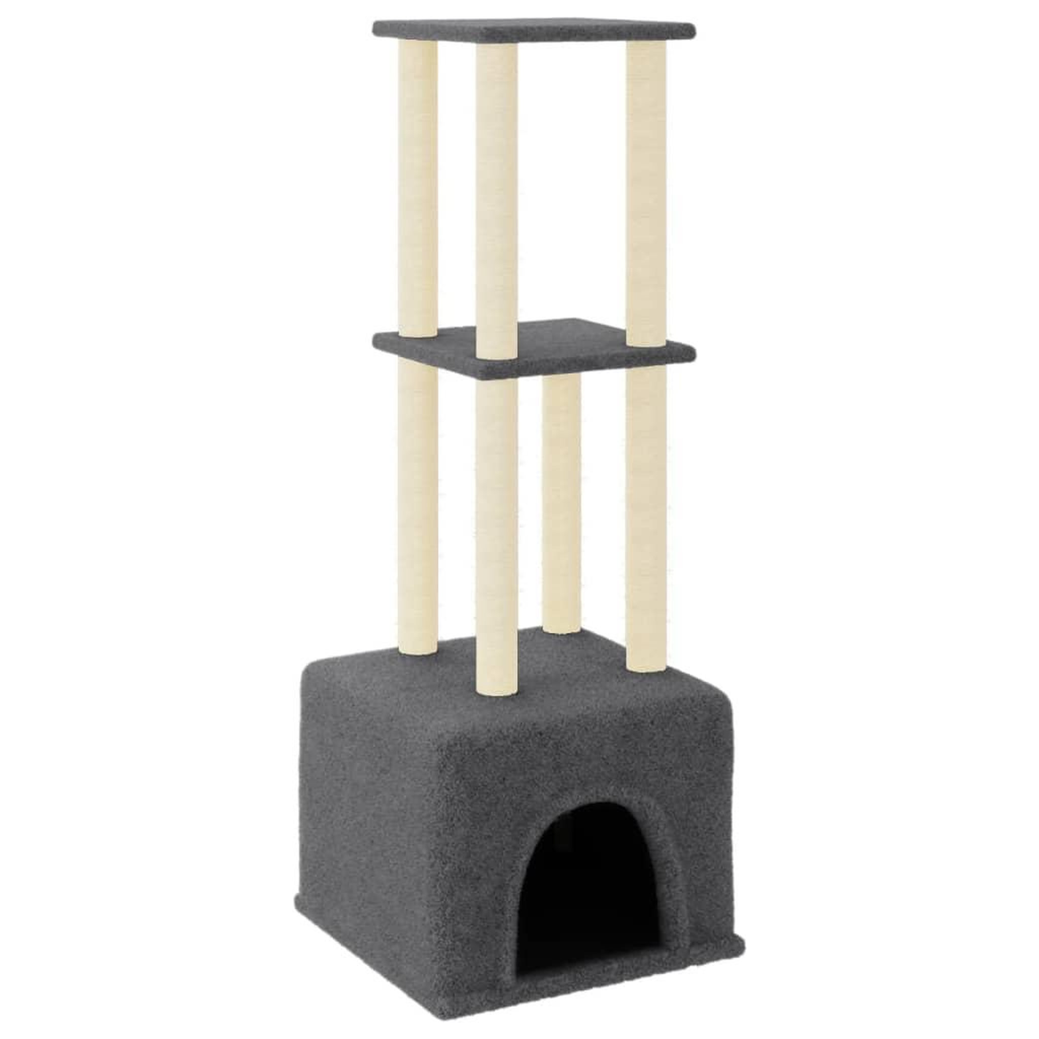 Voir la diapositive 2 : VIDAXL Arbre a chat avec griffoirs en sisal Gris fonce 133,5 cm