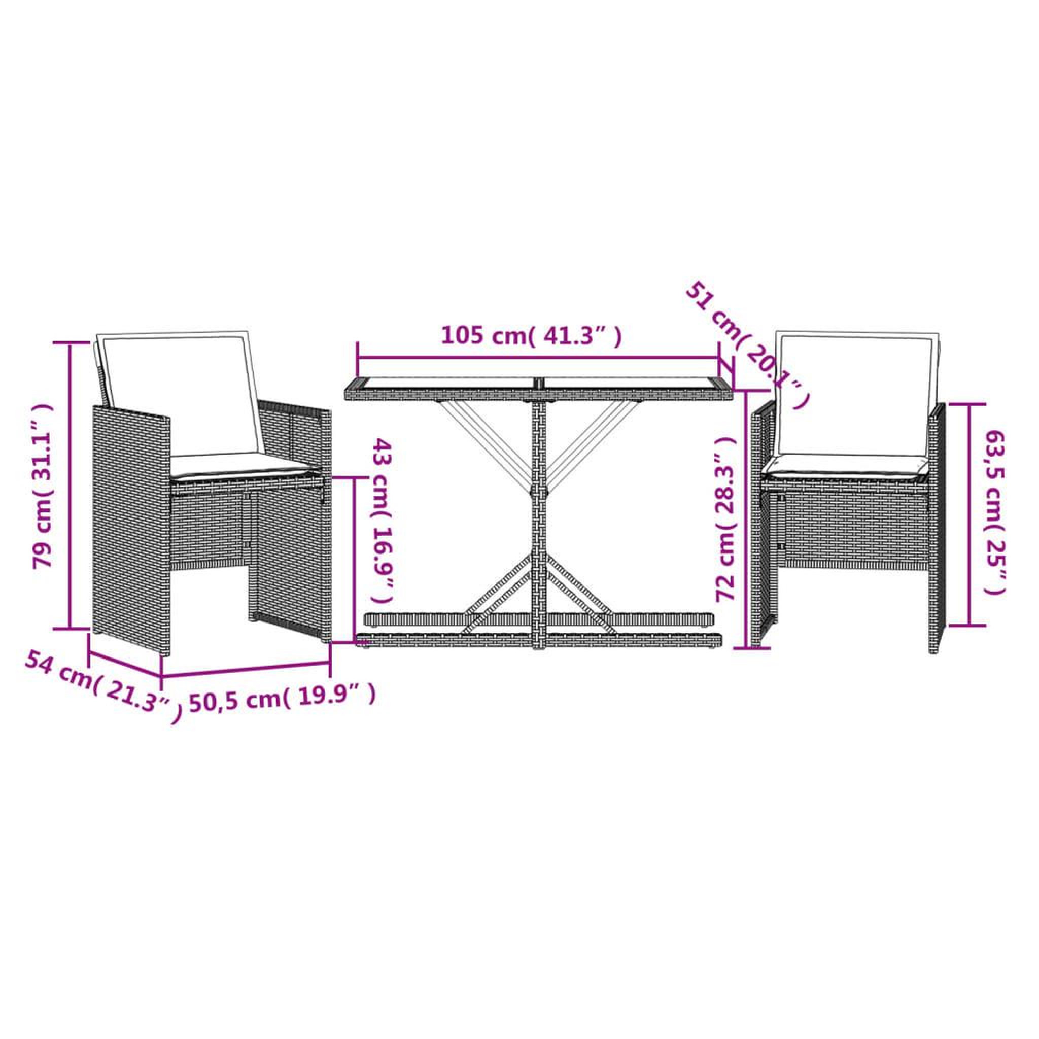 Voir la diapositive 6 : VIDAXL Ensemble de bistro 3 pcs avec coussins beige resine tressee