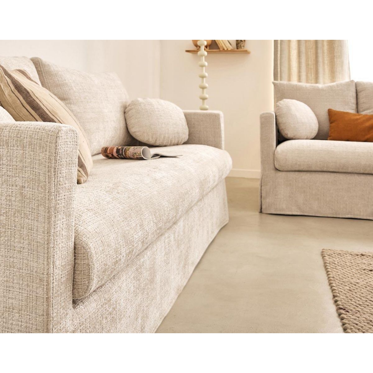 LISA DESIGN Serena - canapé droit déhoussable 3 places en velours texturé